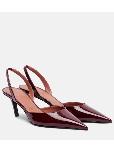 Pantofi cu toc Amina Muaddi din piele de lac slingback bordo