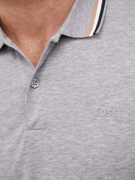 Однотонное поло Boss серое