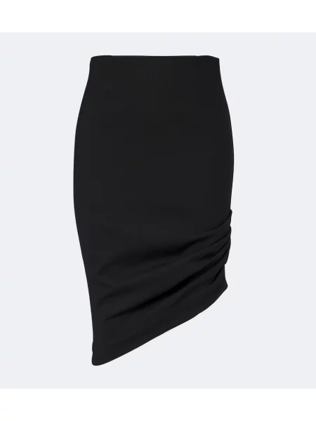 Fustă midi Carolina Herrera de lână asimetrică negru