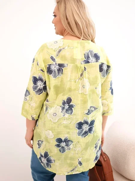Bluză Kesi Włoski cu model floral albastru