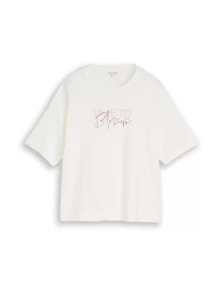 TOM TAILOR Tricou roz închis / natural alb