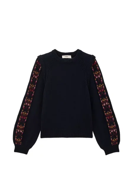 Pulover Ba&sh cu broderie albastru