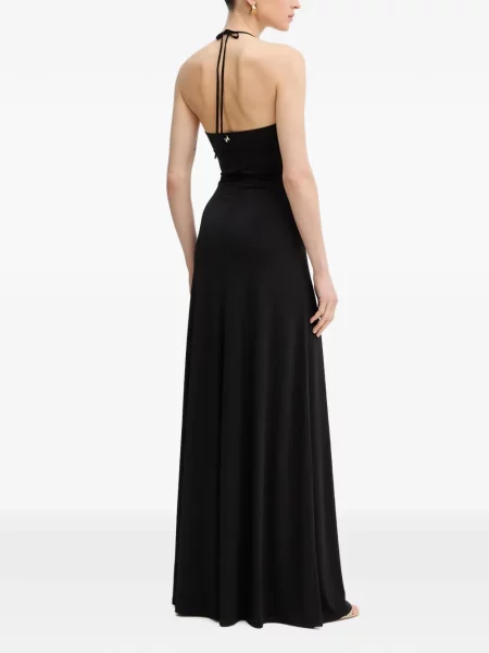 Rochie maxi Silvian Heach cu volane cu gât halter negru