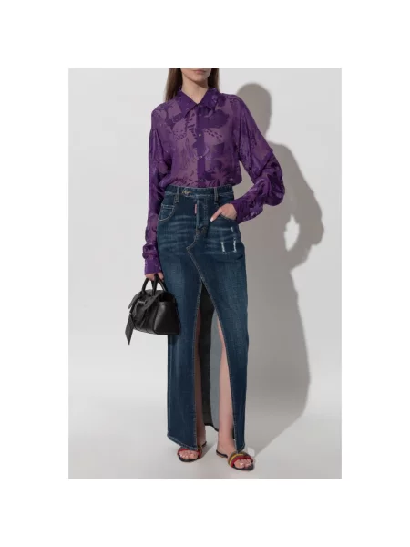 Koszula Dsquared2 z nadrukiem fioletowa