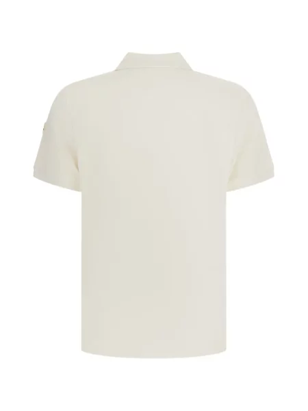 Tricou polo Moncler cu autograf alb