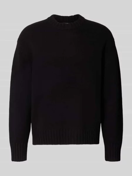 Sweter z dzianiny o kroju relaxed fit z czystej wełny Antony Morato czarny