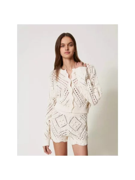 Sweter Twinset z nadrukiem beżowy