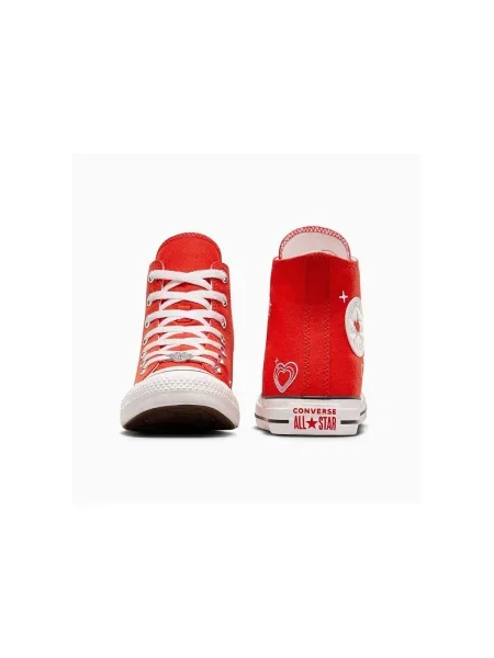 Pantofi Converse cu motiv cu inimi roșu