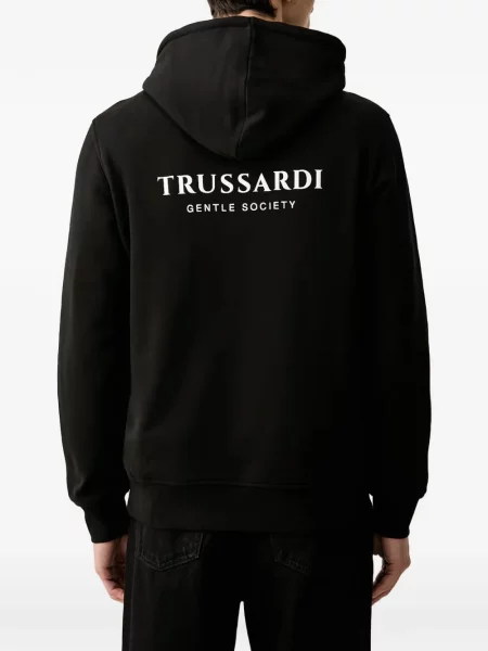 Hanorac cu glugă Trussardi cu imagine cu cordon negru