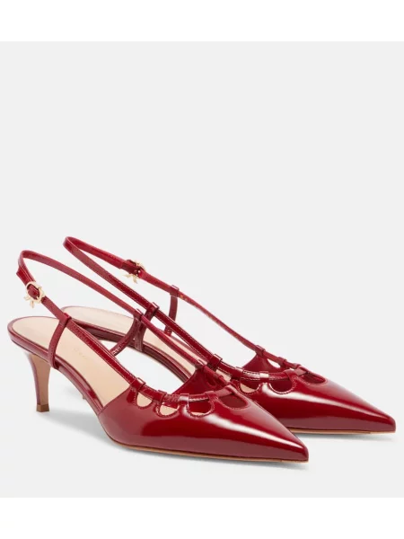 Pantofi cu toc Gianvito Rossi din piele de lac slingback roșu