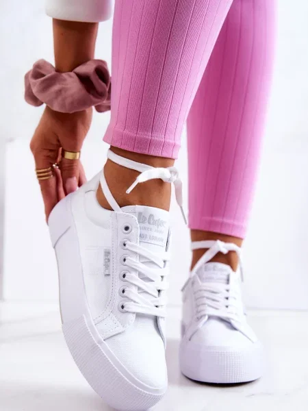 Teniși Lee Cooper cu platformă alb