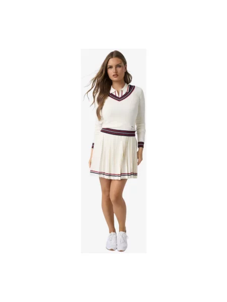 Sweter Guess z dekoltem w serek biały