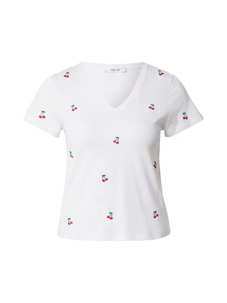 ABOUT YOU Tricou Mina verde închis / roșu alb