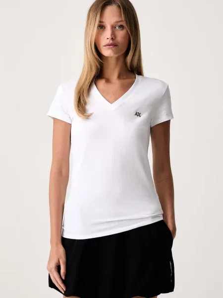 Armani Exchange tricou basic pentru femei din cu alb