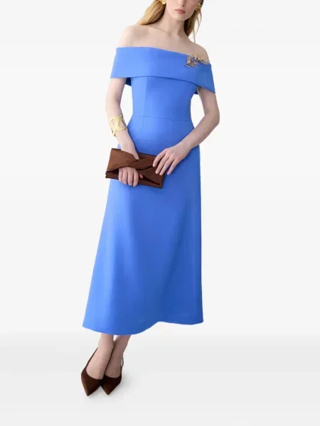 Костюм миди рокля Carolina Herrera до коляното синьо