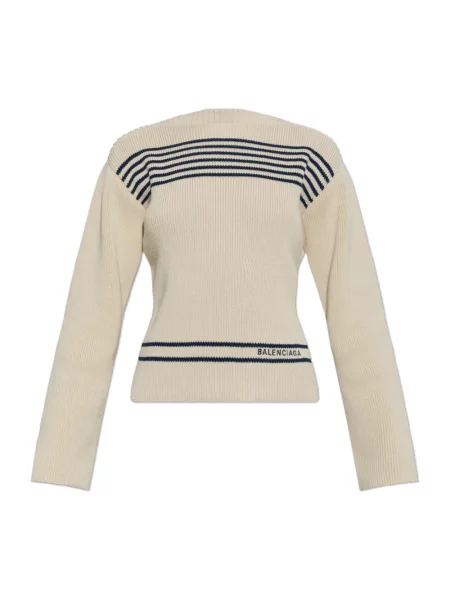 Sweter Balenciaga z logo beżowy