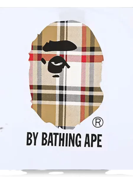 Καρό μπλούζα A Bathing Ape® με σχέδιο λευκό