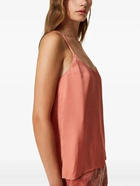 Top Twinset cu buline din jacard roz