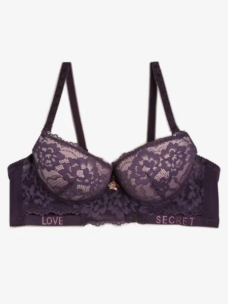 Sutien Push-Up Mov Elisei cu Dantelă și Paiete