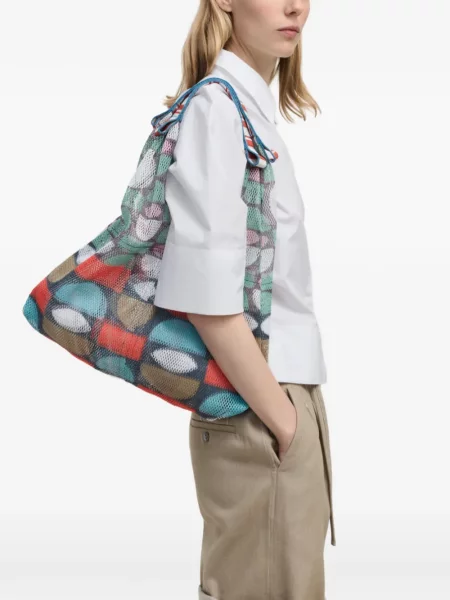 Geantă shopper épice cu imagine cu imprimeu geometric verde