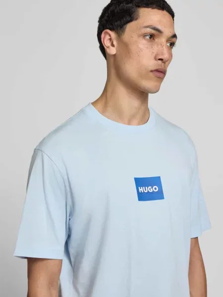 T-shirt o kroju regular fit z czystej bawełny model NAYONIX' Hugo Blue niebieska