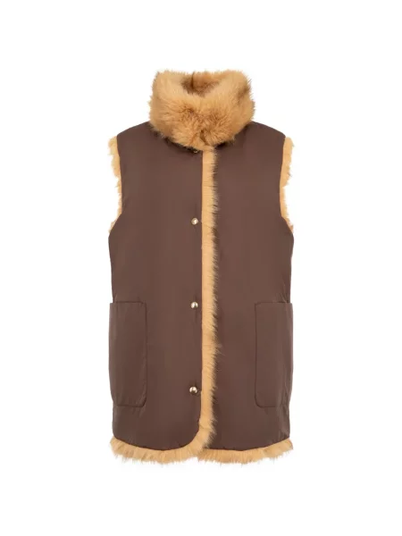 Matlasat geacă Moncler cu blană maro