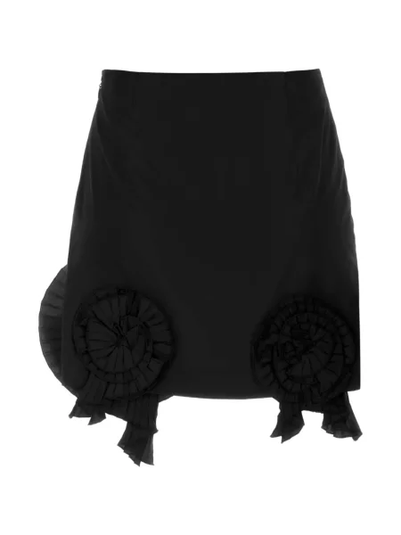 Fusta mini Blumarine cu model floral cu volane negru