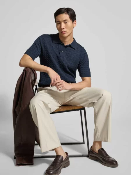 Koszulka polo z czystej bawełny o kroju regular fit model MATTIS' Selected Homme granatowa
