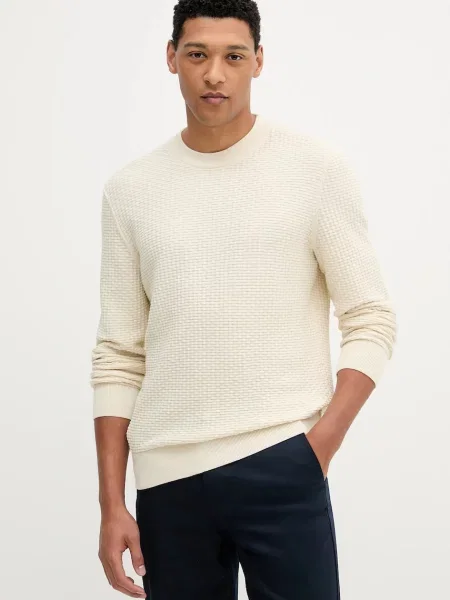 Bombažen pulover BOSS bež