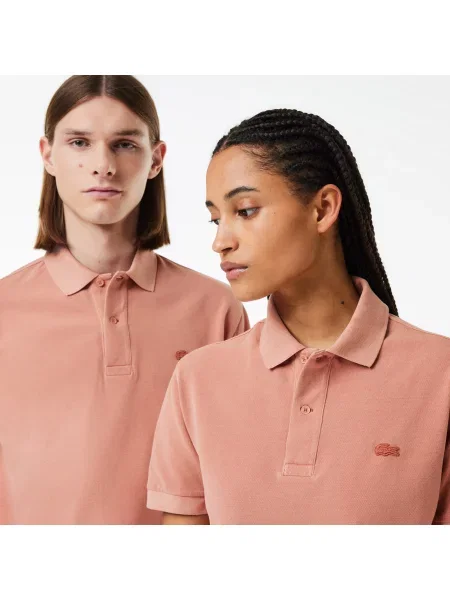 Lacoste Koszulka Polo Classic Fit Z Bawełny Piqué różowa