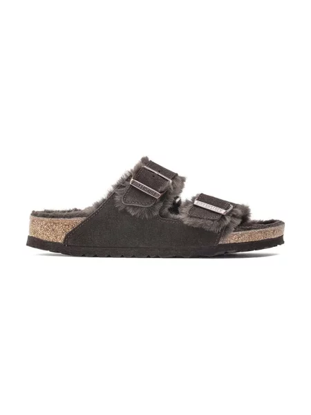 Papuci Birkenstock din piele de oaie maro