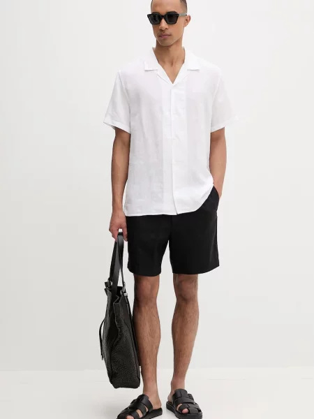 Calvin Klein šortky se lnem černé