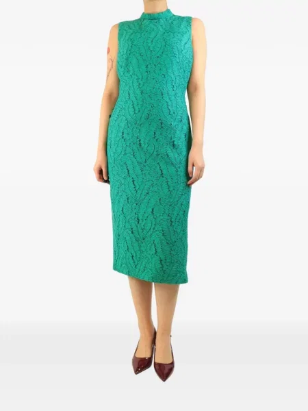 Rochie midi N°21 fără mâneci din dantelă verde