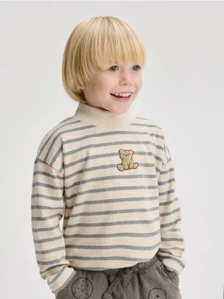 Reserved Longsleeve ze stójką beżowy