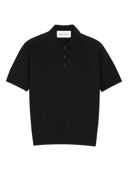 Tricou polo Ami Paris scurt negru