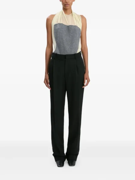 Top Victoria Beckham de mătase drapat gri