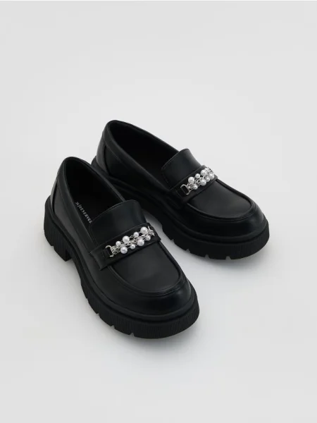 Кожаные лоферы Reserved черные