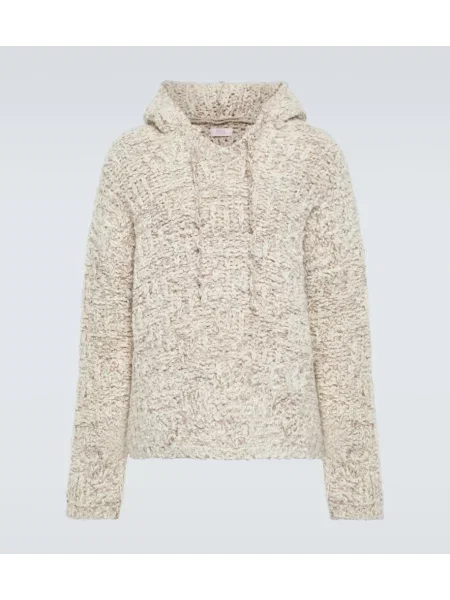 Вълнен суичър с качулка Erl бежово