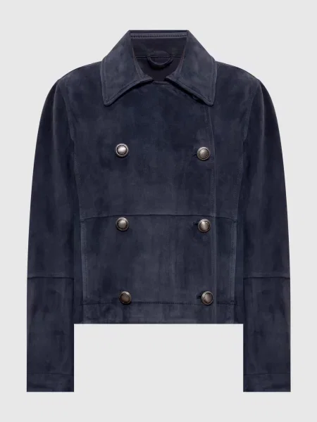 Замшева двобортна куртка Brunello Cucinelli синя