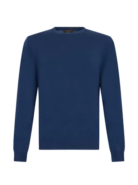 Lung pulover Slowear cu decolteu rotund albastru