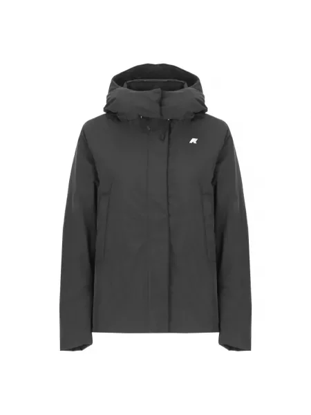 Krótka kurtka puchowa K-way z kapturem czarna