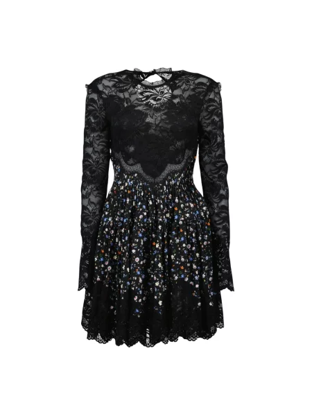 Sukienka Rabanne wełniana w kwiatki czarna