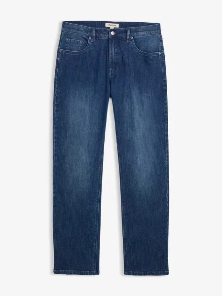 Jeansy relaxed fit z bawełną organiczną straight fit niebieskie