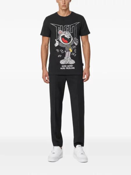Tricou Philipp Plein din jerseu negru