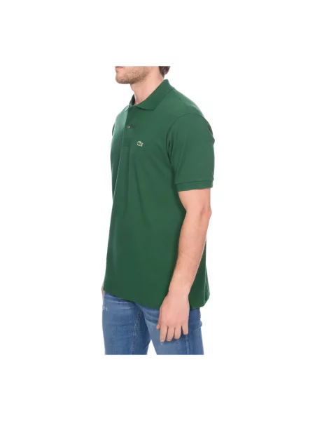 Lniana koszulka polo Lacoste z logo w miejskim stylu zielona