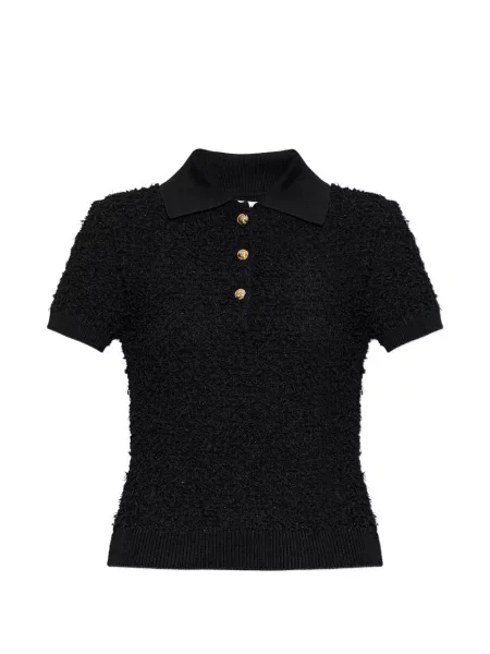 Scurt tricou polo Balmain din tweed negru