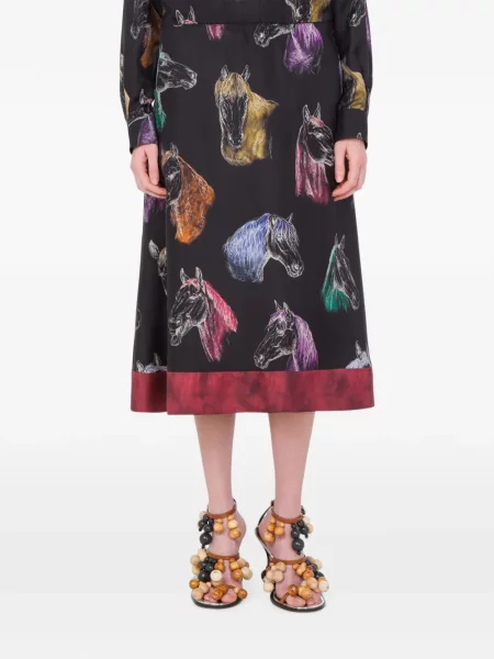 Fustă midi Moschino cu imagine negru