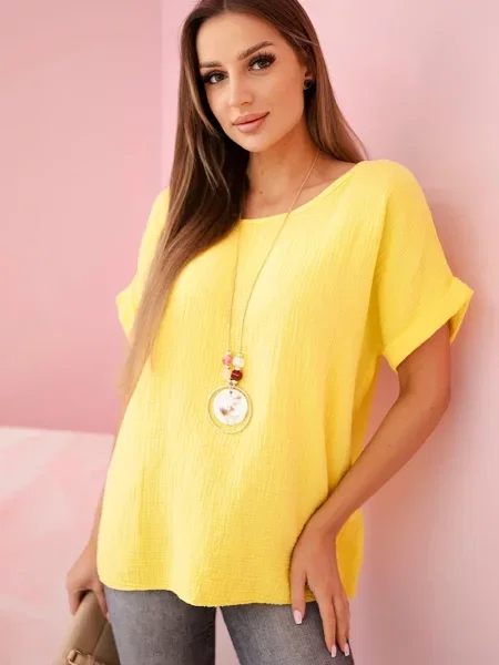 Bluză Kesi Włoski din muselină galben