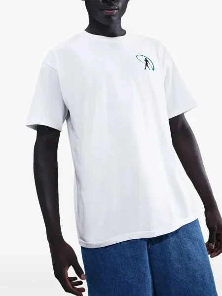 Tricou Nike cu șireturi din dantelă cu decolteu rotund alb