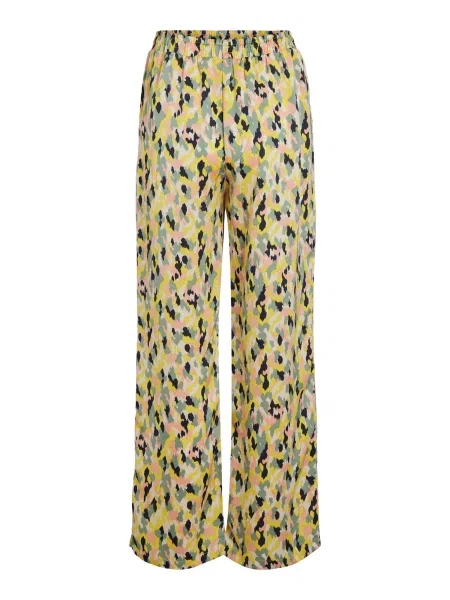 VILA Pantaloni Soffy galben / gri / verde mentă negru
